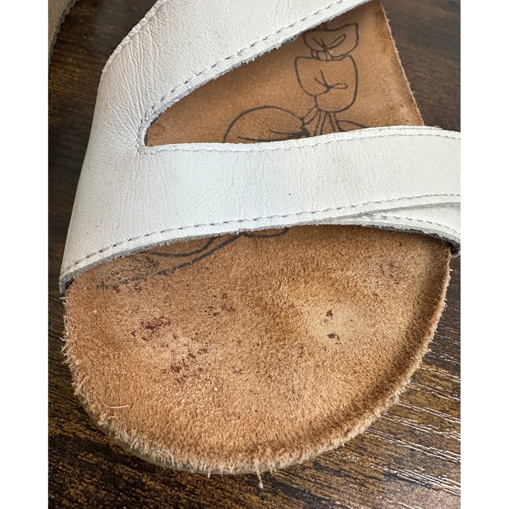 Josef Seibel Tonga 25 Women's Sandals White Leather Tan Cork Size 41 US 10 -10.5 - Picture 6 of 11